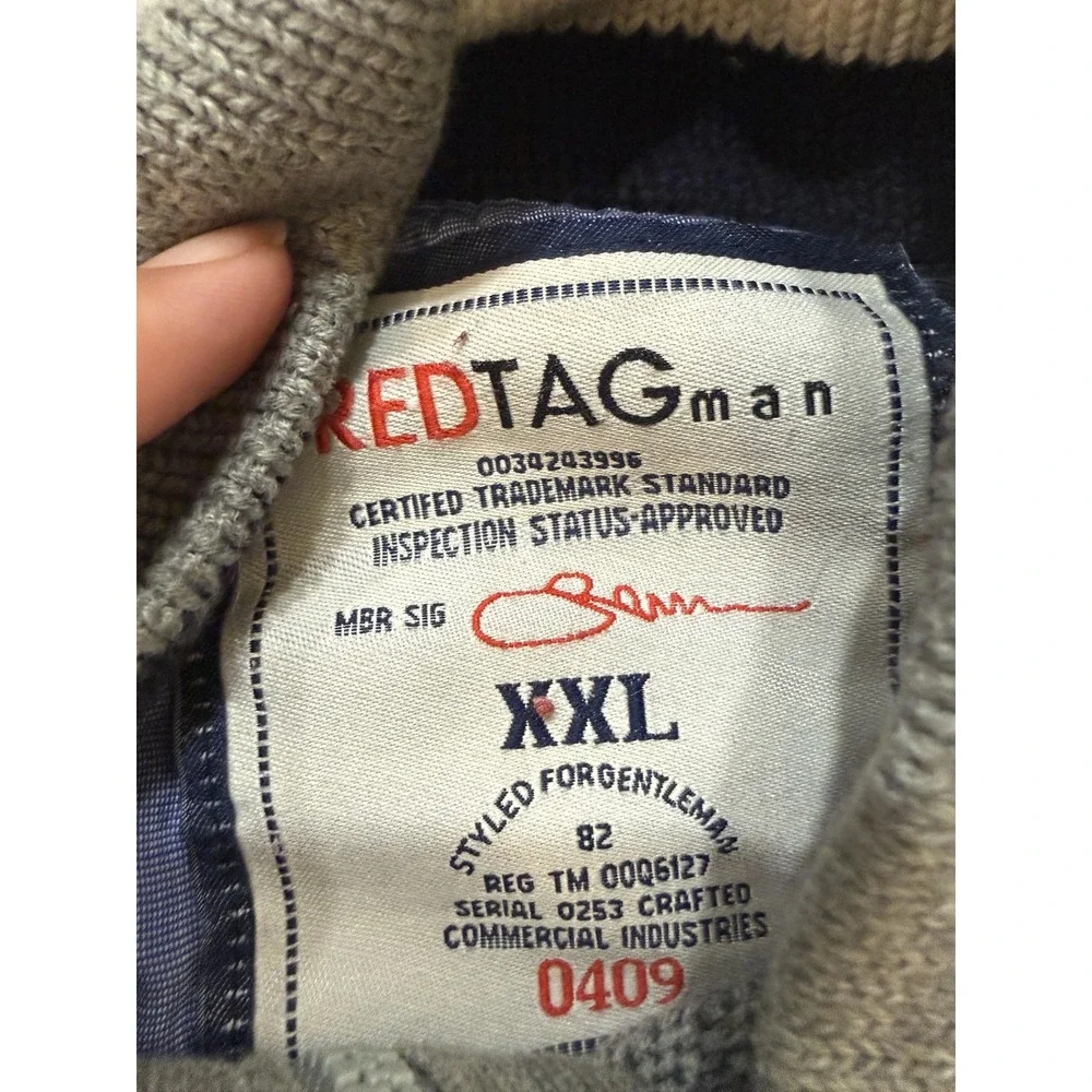REDTAGman Half Zip Sweater Mens XXL Gray Y2K Preppy Fits L